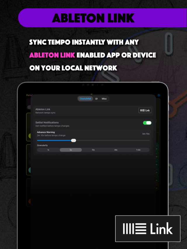 PortaTempo syncing over Ableton Link, on iPad