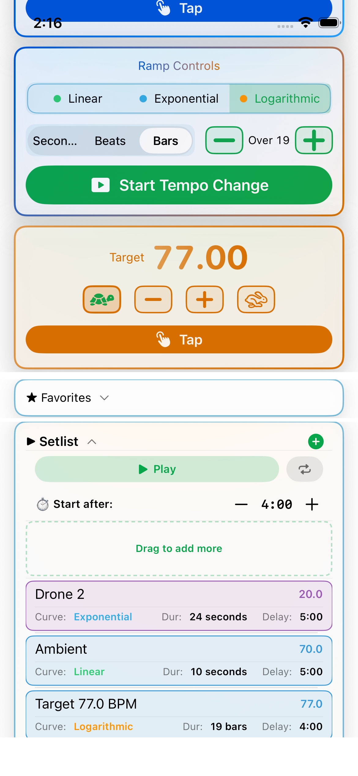 PortaTempo on iPhone, light mode